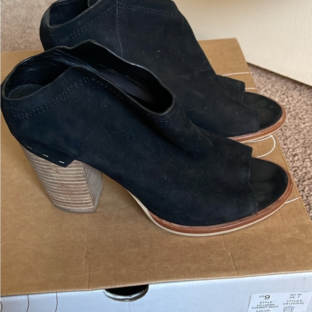 Dolce Vita Black Peep-Toe Heeled Boots